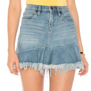 BlankNYC Asymmetrical Ruffle Denim Skirt
